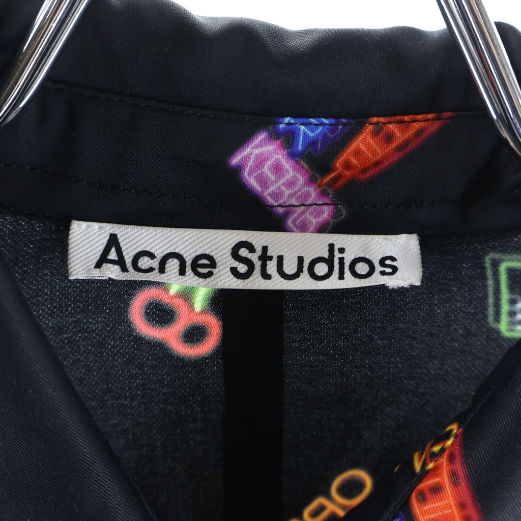 Acne Studios(アクネ ストゥディオズ) Yシャツ 長袖 ネオン柄 レーヨン ブラック #44 レディース