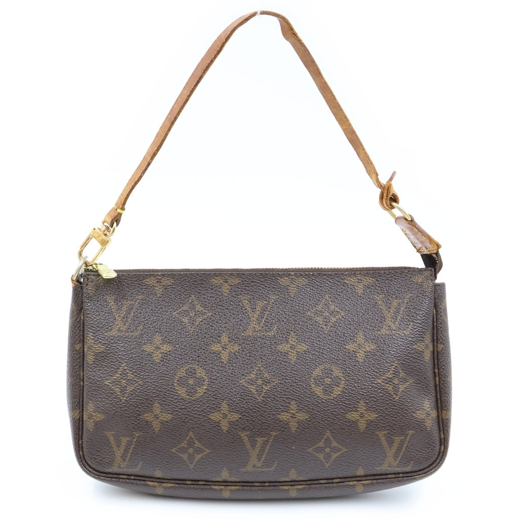 LOUIS VUITTON(ルイヴィトン) モノグラム ポシェットアクセソワール ハンドバッグ ポーチ ケース ブラウン レザー×PVC M51980 ゴールド金具 レディース