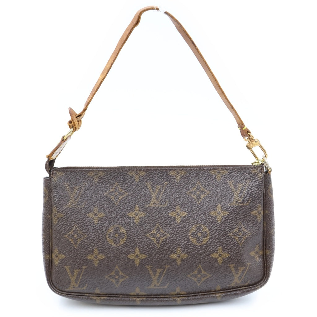 LOUIS VUITTON(ルイヴィトン) モノグラム ポシェットアクセソワール ハンドバッグ ポーチ ケース ブラウン レザー×PVC M51980 ゴールド金具 レディース