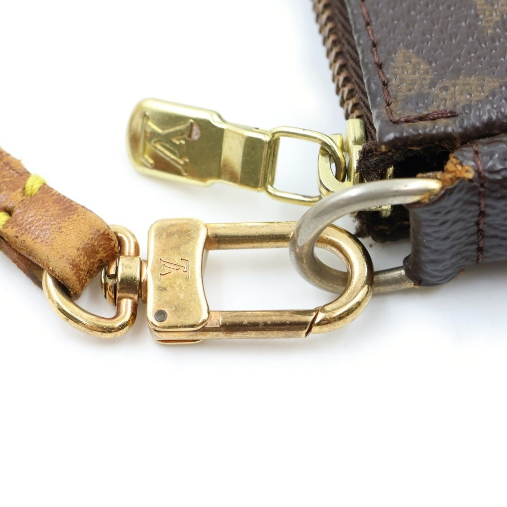 LOUIS VUITTON(ルイヴィトン) モノグラム ポシェットアクセソワール ハンドバッグ ポーチ ケース ブラウン レザー×PVC M51980 ゴールド金具 レディース