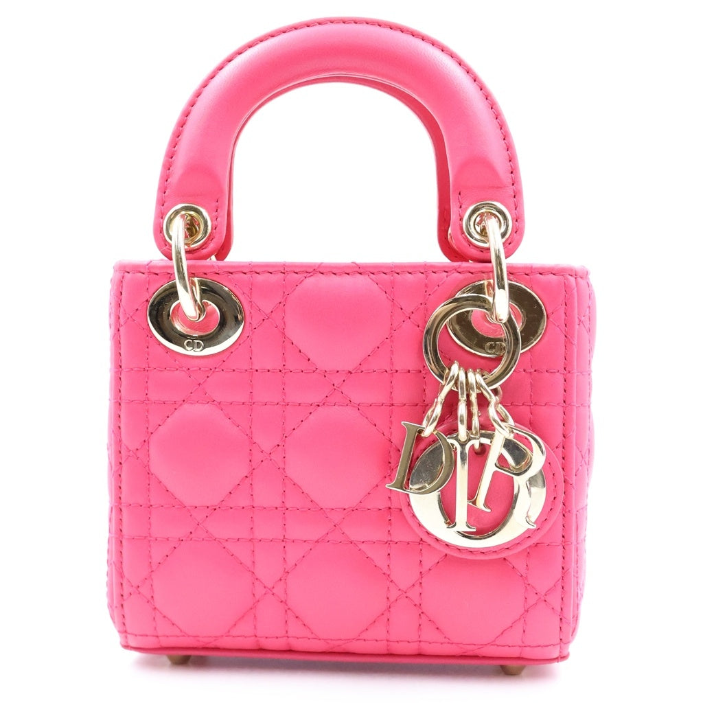 Christian Dior(クリスチャンディオール) レディディオール マイクロ 2WAYショルダーバッグ ハンドバッグ ピンク ゴールド金具 レディース