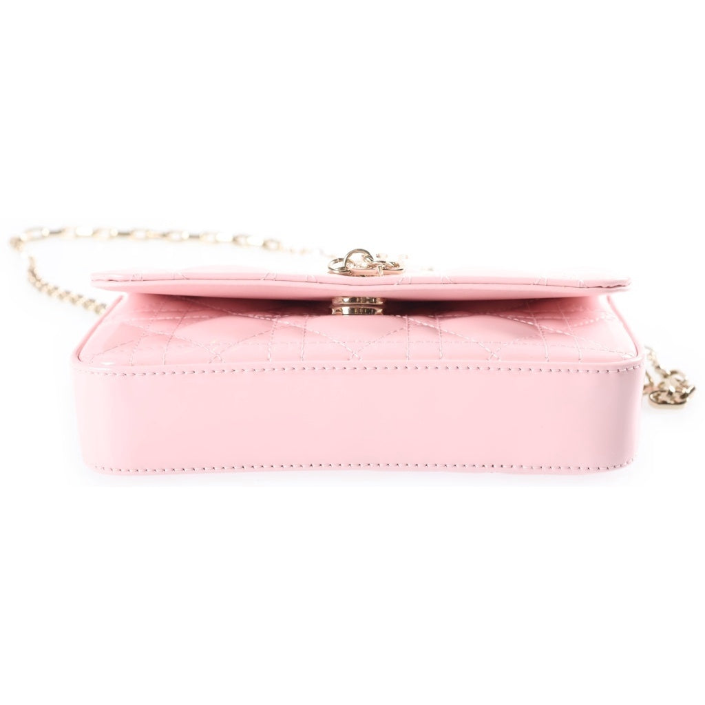 Christian Dior(クリスチャンディオール) マイディオール チェーンショルダーバッグ パテント レザー ピンク ゴールド金具 レディース