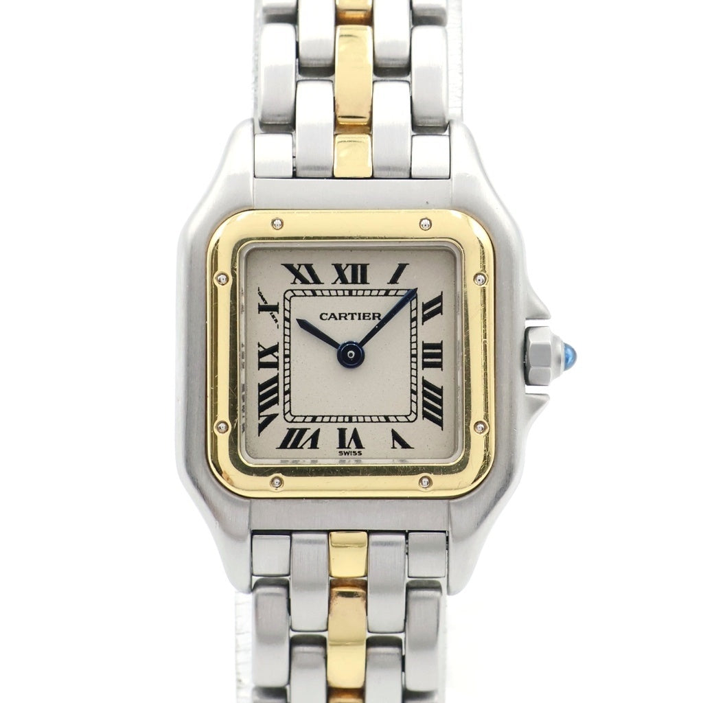 Cartier(カルティエ) パンテール SM 1ROW 1ロウ 腕時計 クォーツ 白文字盤 シルバー/イエローゴールド W25029B5 レディース