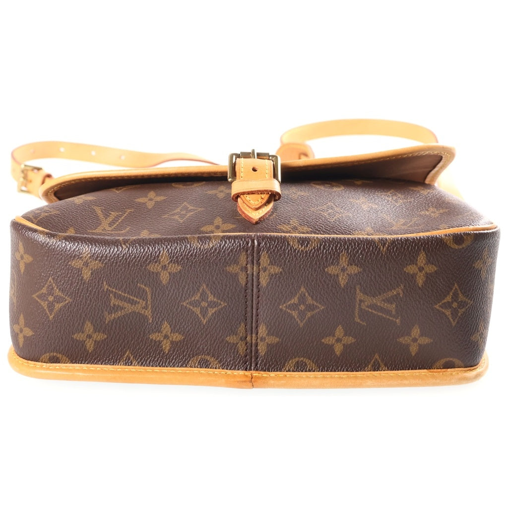 LOUIS VUITTON(ルイヴィトン) モノグラム ソローニュ ワンショルダーバッグ ブラウン レザー×PVC M42250 ゴールド金具 レディース