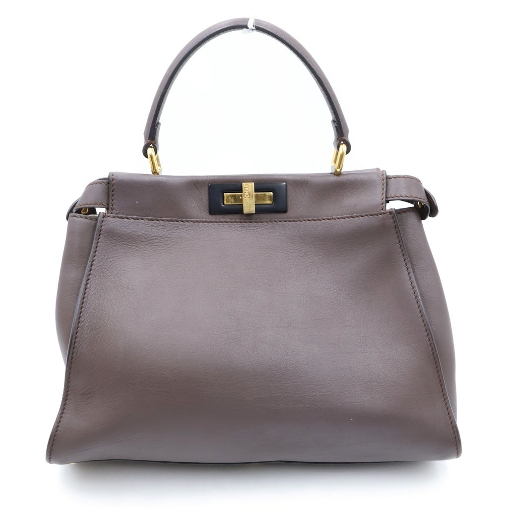 FENDI(フェンディ) ピーカブー レギュラー ミディアム ハンド ショルダーバッグ セレリア レザー 2WAY ブラウン 8BN290 レディース