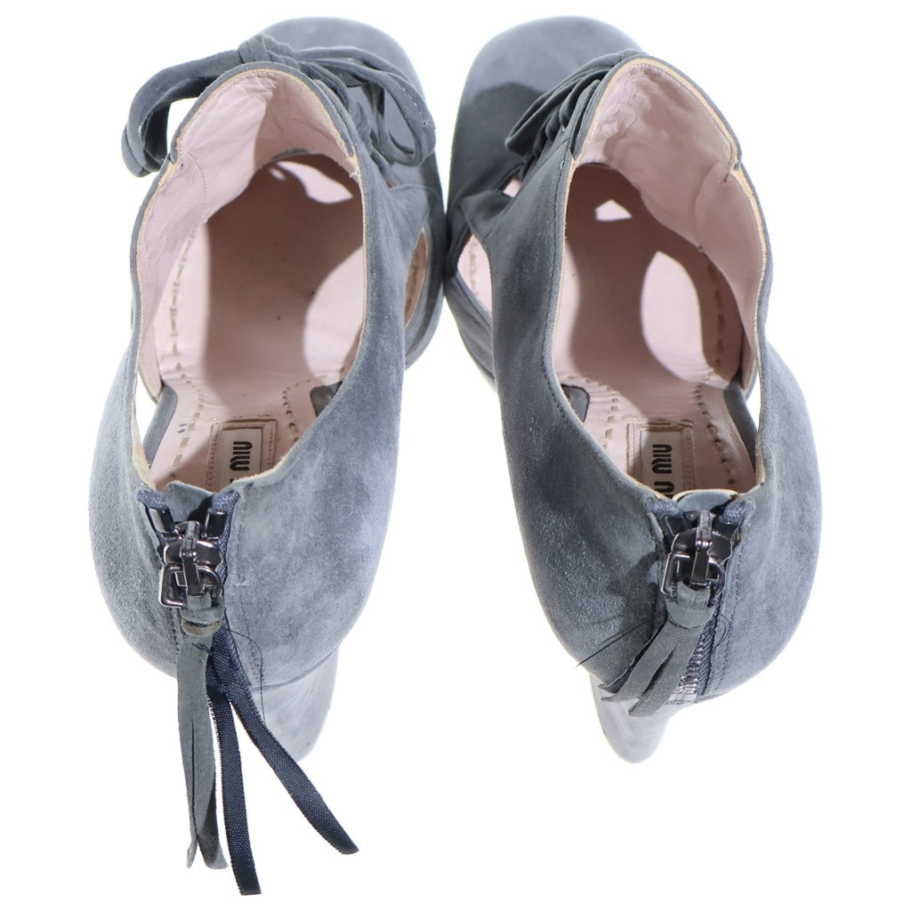 miumiu(ミュウミュウ) レースアップハイヒールシューズ スウェード グレー レディース