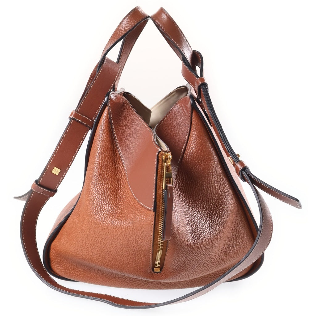 LOEWE(ロエベ) ハンモックミニ 2WAYショルダーバッグ ハンドバッグ ブラウン レザー ゴールド金具 レディース