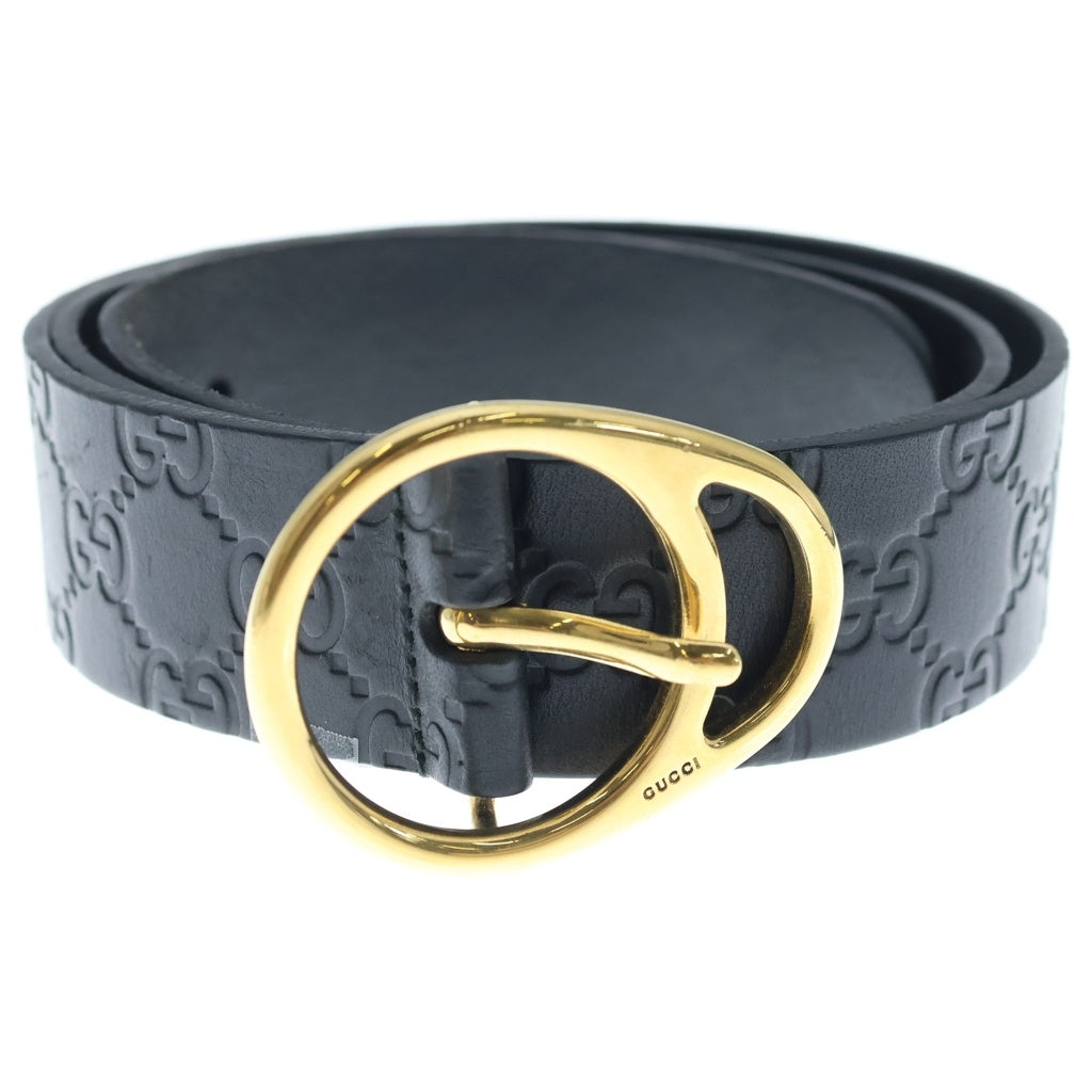 GUCCI(グッチ) グッチシマ レザーベルト ブラック ゴールド金具