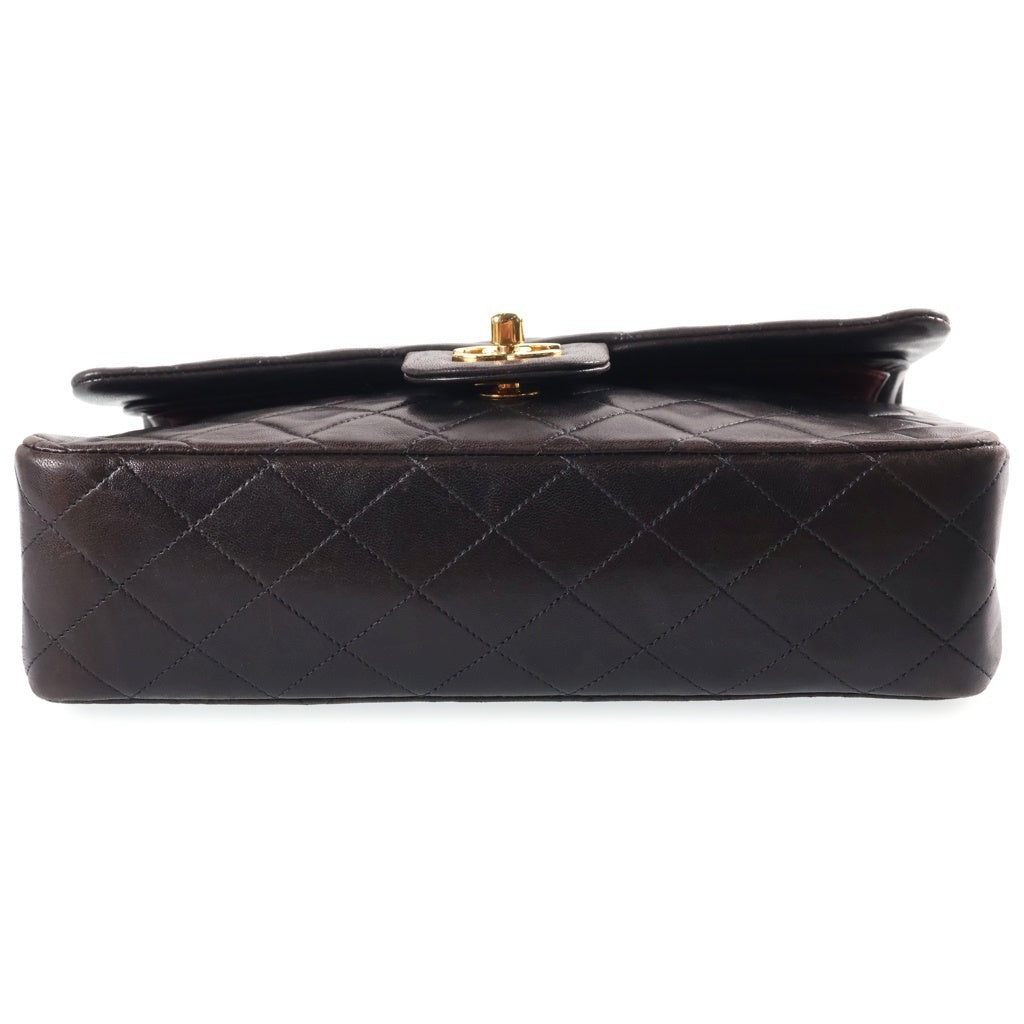 CHANEL(シャネル) マトラッセ25 ショルダーバッグ Wフラップ Wチェーン ゴールド金具 ラムスキン ブラック レディース