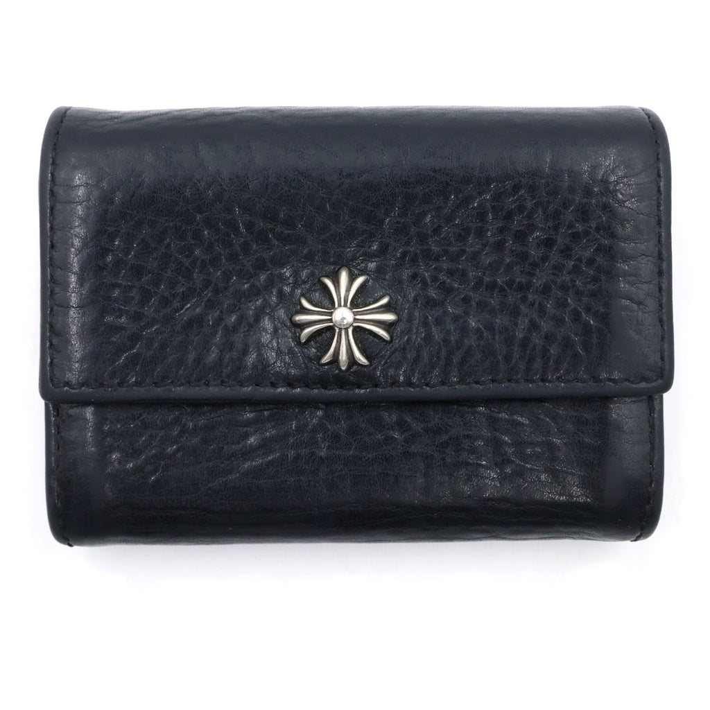 CHROME HEARTS(クロムハーツ) CHプラス タイニーウォレット コンパクトウォレット 三つ折り財布 ブラック レザー