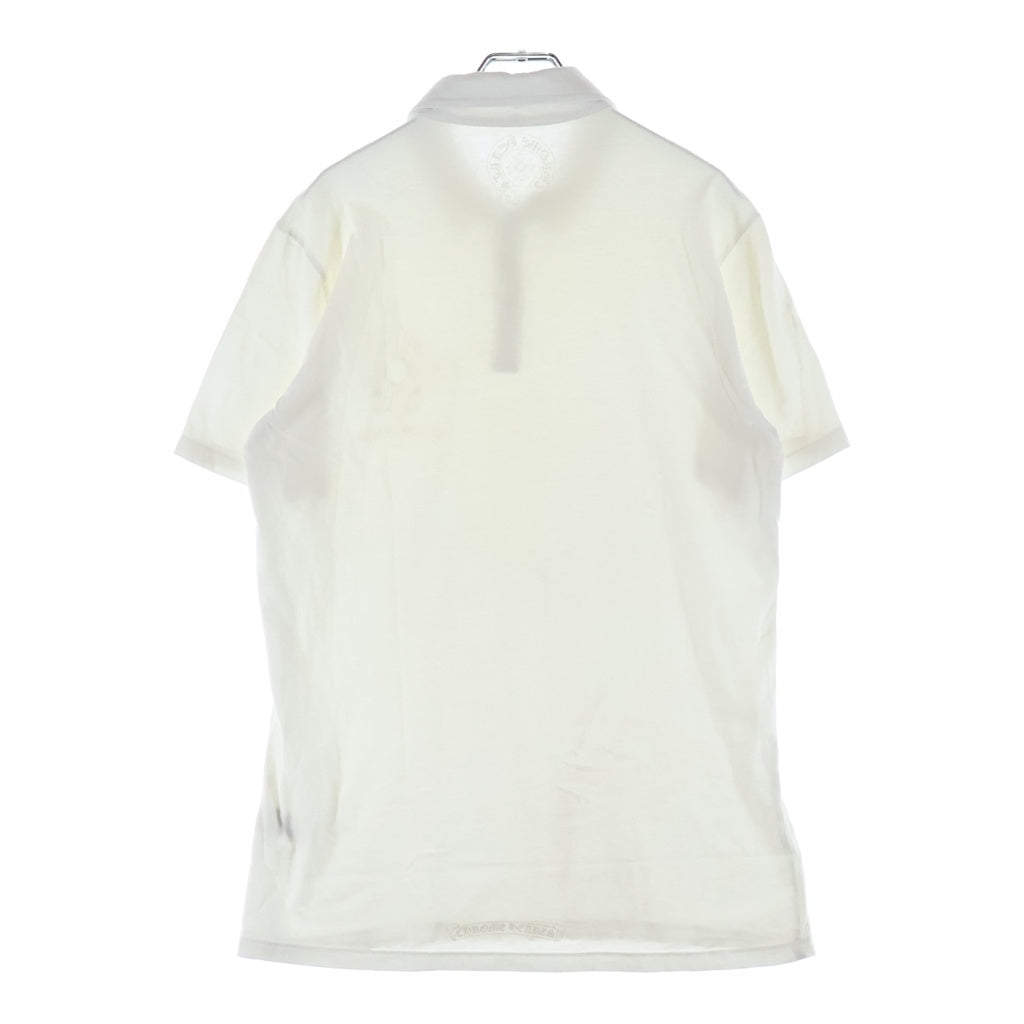 CHROME HEARTS(クロムハーツ) CH POLO S/S BSフレアロジウムボタン CHロゴプリント 半袖ポロシャツ ホワイト