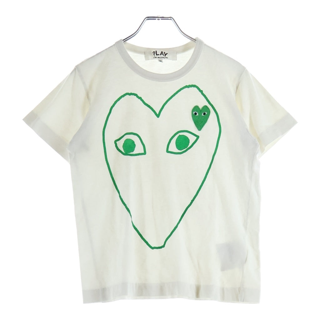 COMME des GARCONS(コムデギャルソン) Printed Outlined Heart T-Shirt With Green Emblem グリーンハートプリント フロントロゴ刺繍 コットン 半袖 Tシャツ カットソー AZ-T103 レディース