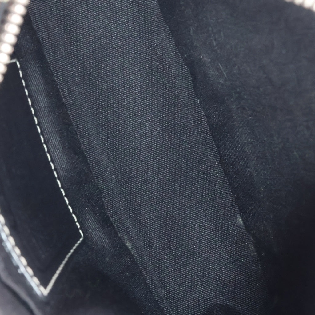 COACH(コーチ) シグネチャー ミニバッグ ワンショルダーバッグ ポーチ ブラック レザー×キャンバス シルバー金具 レディース