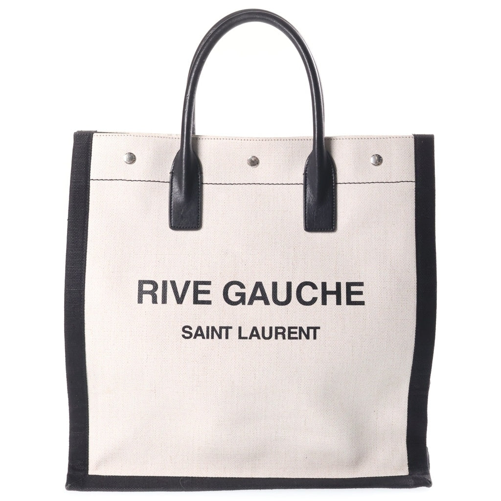 SAINT LAURENT PARIS(サンローランパリ) ノース サウス リヴ ゴーシュ ロゴプリント キャンバス ハンド トートバッグ ブラック/アイボリー 632539