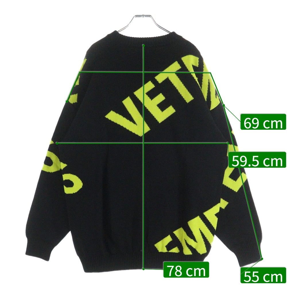 VETEMENTS(ヴェトモン) 22AW GIANT LOGO KNITTED SWEATER ジャイアントロゴ ニットスウェット セーター イエロー/ブラック UA53KN200Y