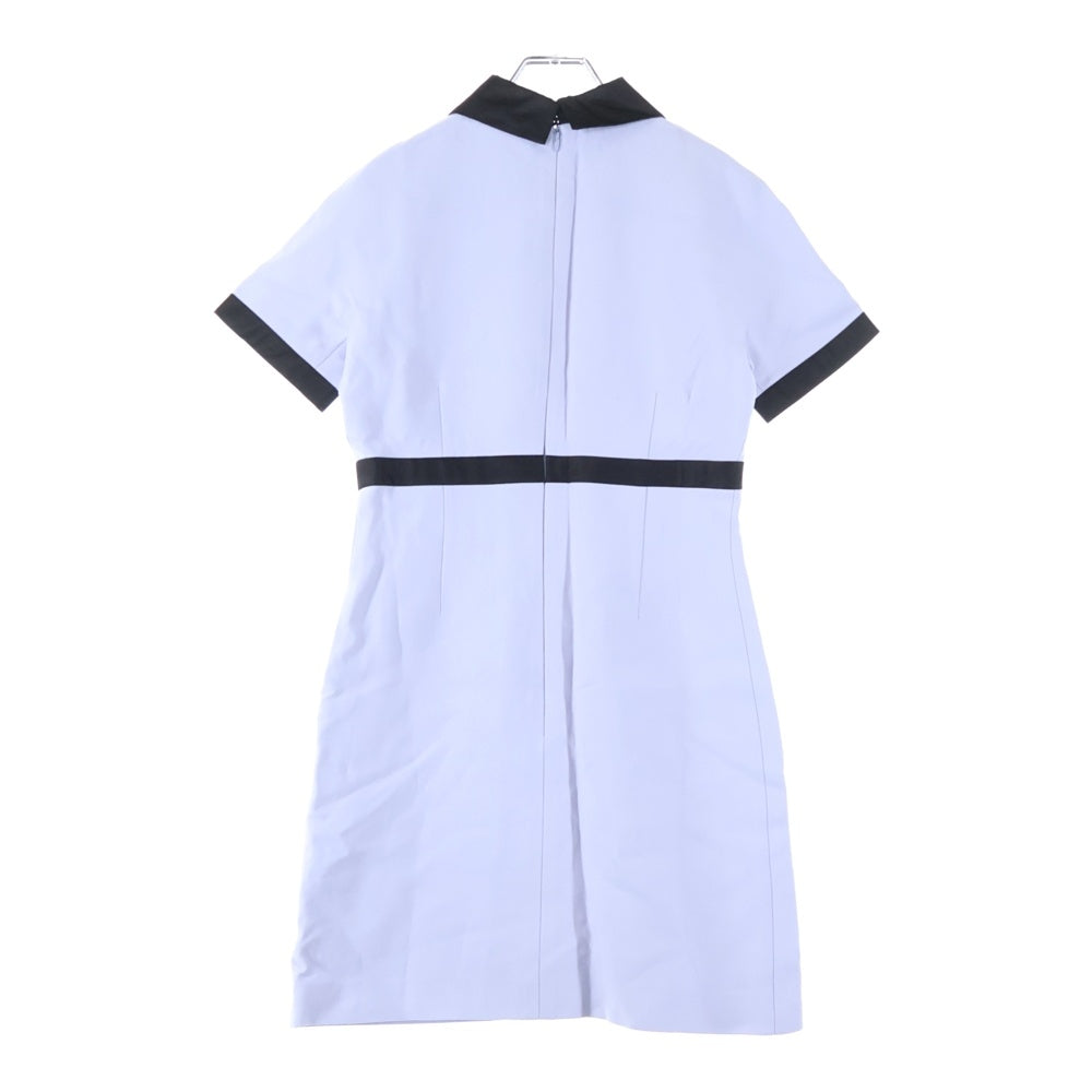 miumiu(ミュウミュウ) 18SS レーヨン シルク リボン バイカラー 半袖 ミディアムワンピース ライトブルー/ブラック レディース MF3312
