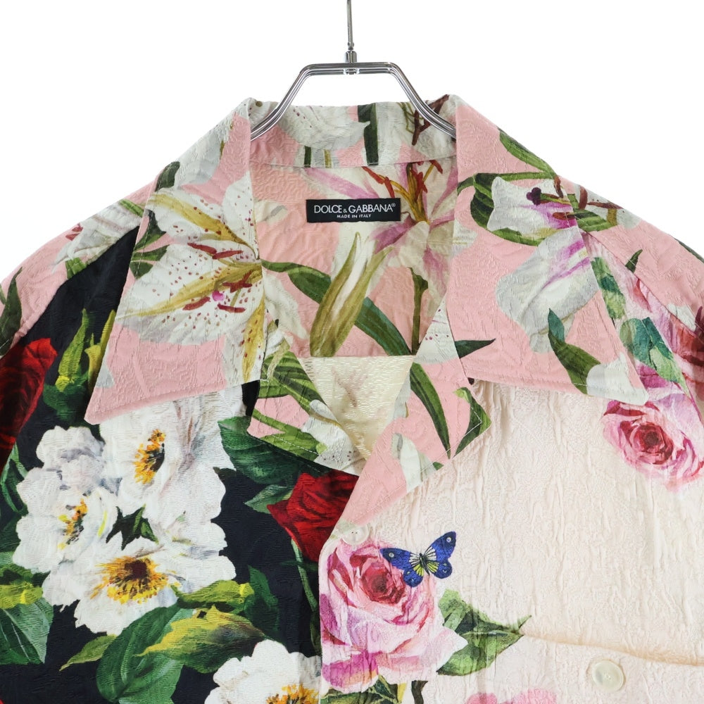 DOLCE & GABBANA(ドルチェアンドガッバーナ) コットンオープンカラー半袖花柄シャツ マルチ G5JR1Z