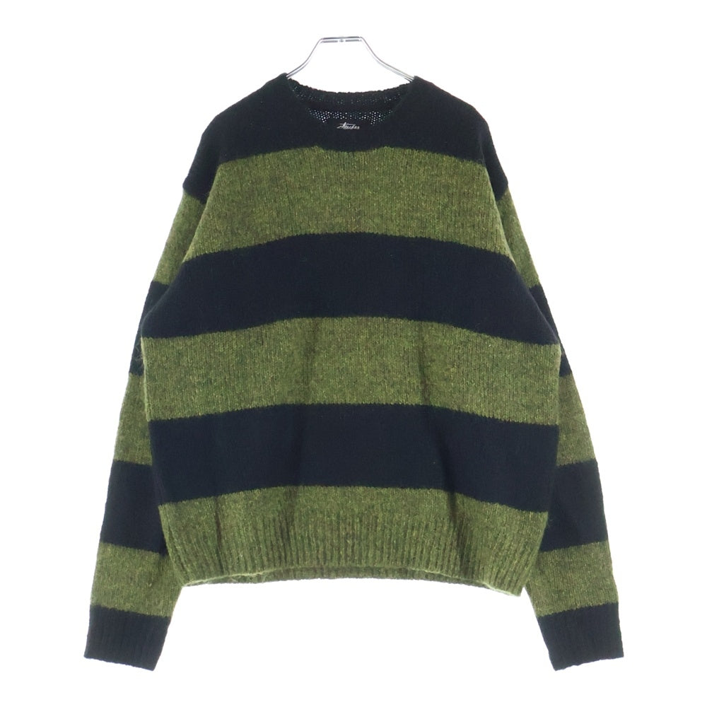 STUSSY(ステューシー) 25AW MOHAIR STRIPE SWEATER モヘヤ ストライプ クルーネックニットセーター グリーン/ブラック 25F117277