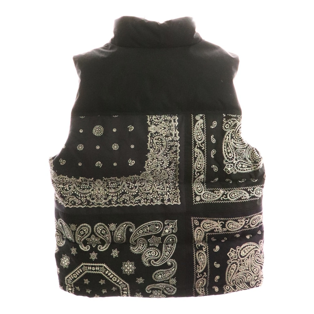 MIYAGIHIDETAKA(ミヤギヒデタカ) Bandana Down Vest バンダナダウンベスト パッチワークジップアップダウンベスト ブラック