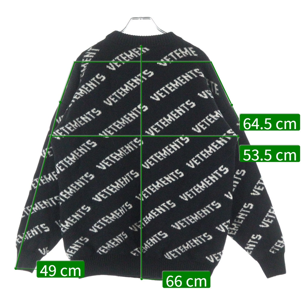 VETEMENTS(ヴェトモン) MONOGRAM KNITTED SWEATER モノグラム スウェット ロゴニット ブラック/ホワイト UA53KN300B