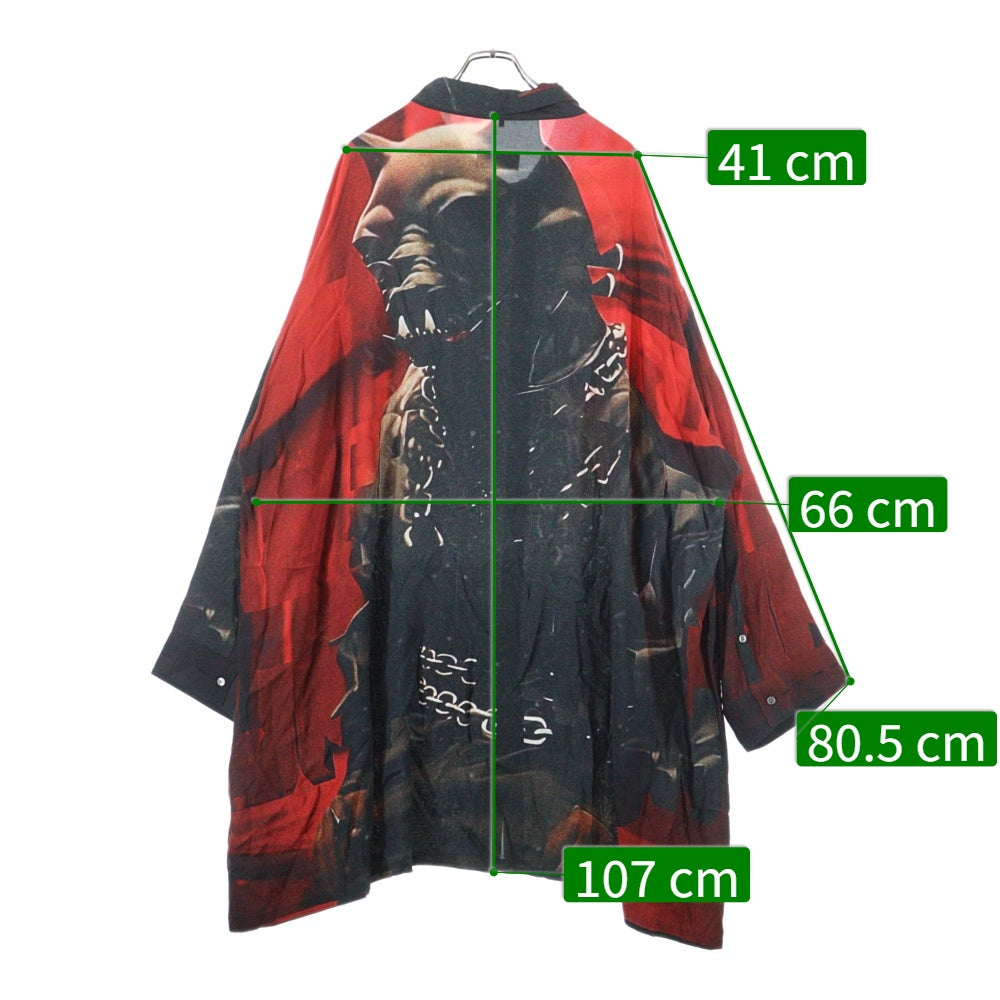 KIDILL(キディル) 25SS OVERSIZED SHIRT キュプラ オーバーサイズ 長袖シャツ ブラック/レッド KL930