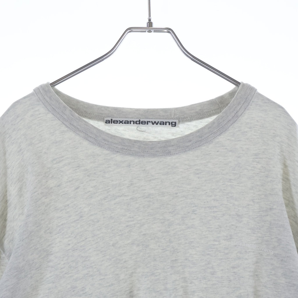 ALEXANDER WANG(アレキサンダーワン) ウォッシュ加工 ワンポイントロゴ クルーネック長袖Tシャツカットソー ロングスリーブ ロンT グレー UCC3221537