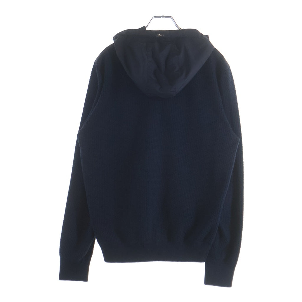 HERNO(ヘルノ) ウォーターレペレントバデッド ポリエステル ハニカムコットン ニットハイブリッド ジップフーディー パーカー ネイビー MC000141U