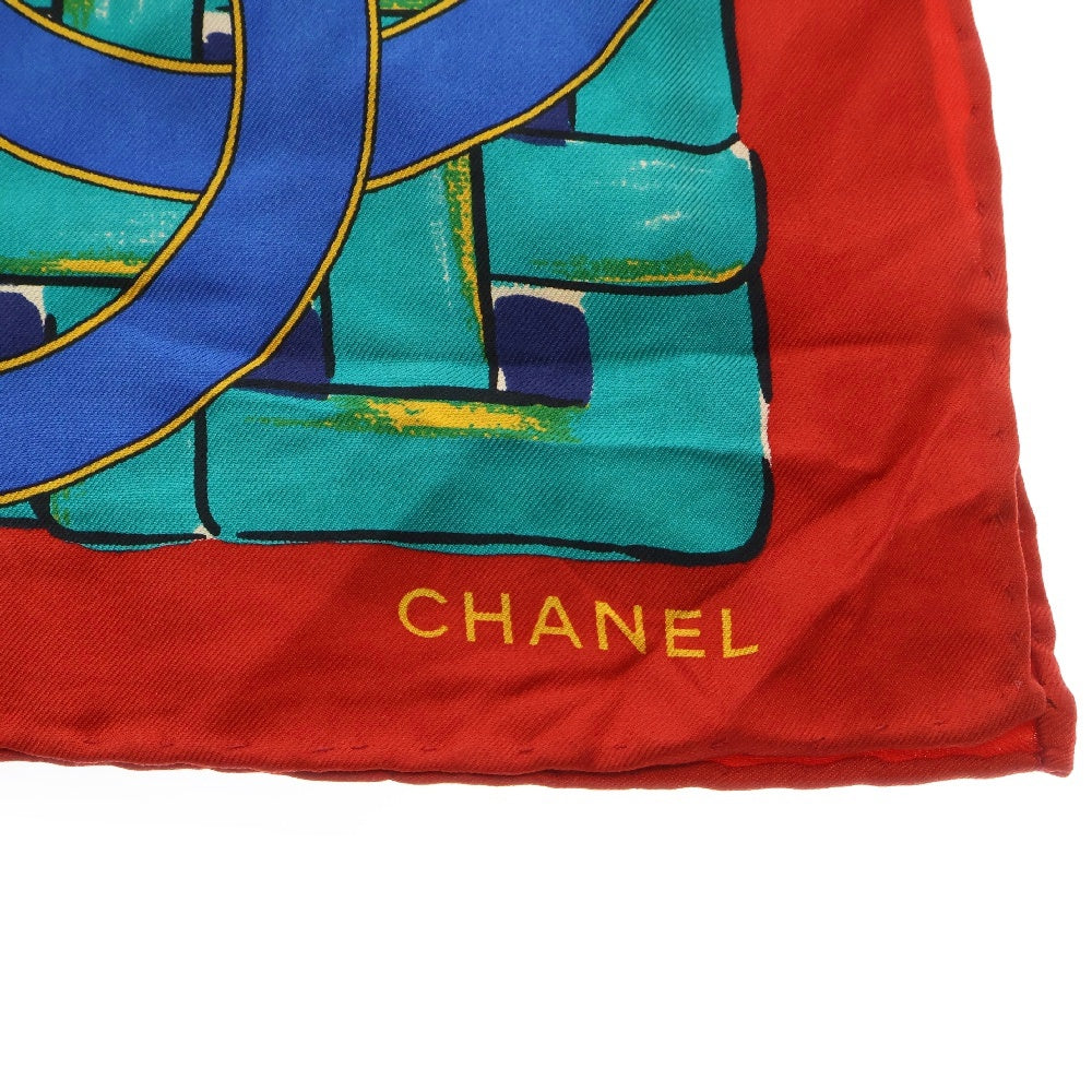 CHANEL(シャネル) ココマーク 花柄 スカーフ 赤 シルク