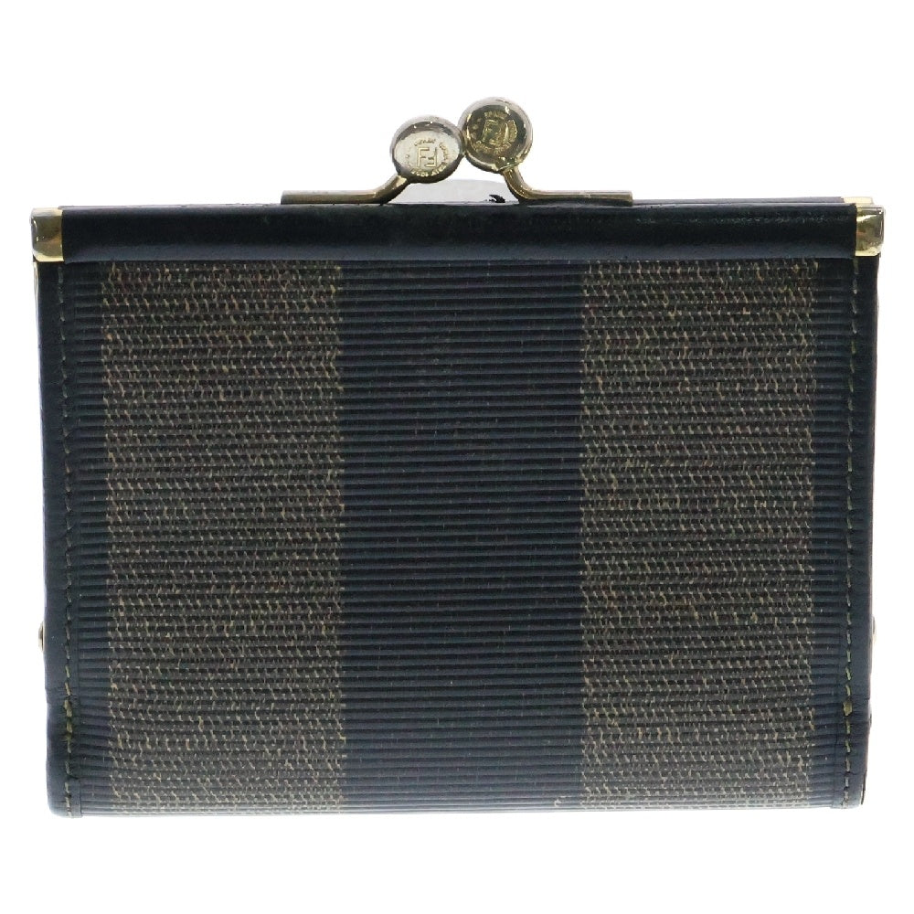 FENDI(フェンディ) ペカン ガマ口 コインケース 財布 ウォレット ブラウン×ブラック レザー×PVC