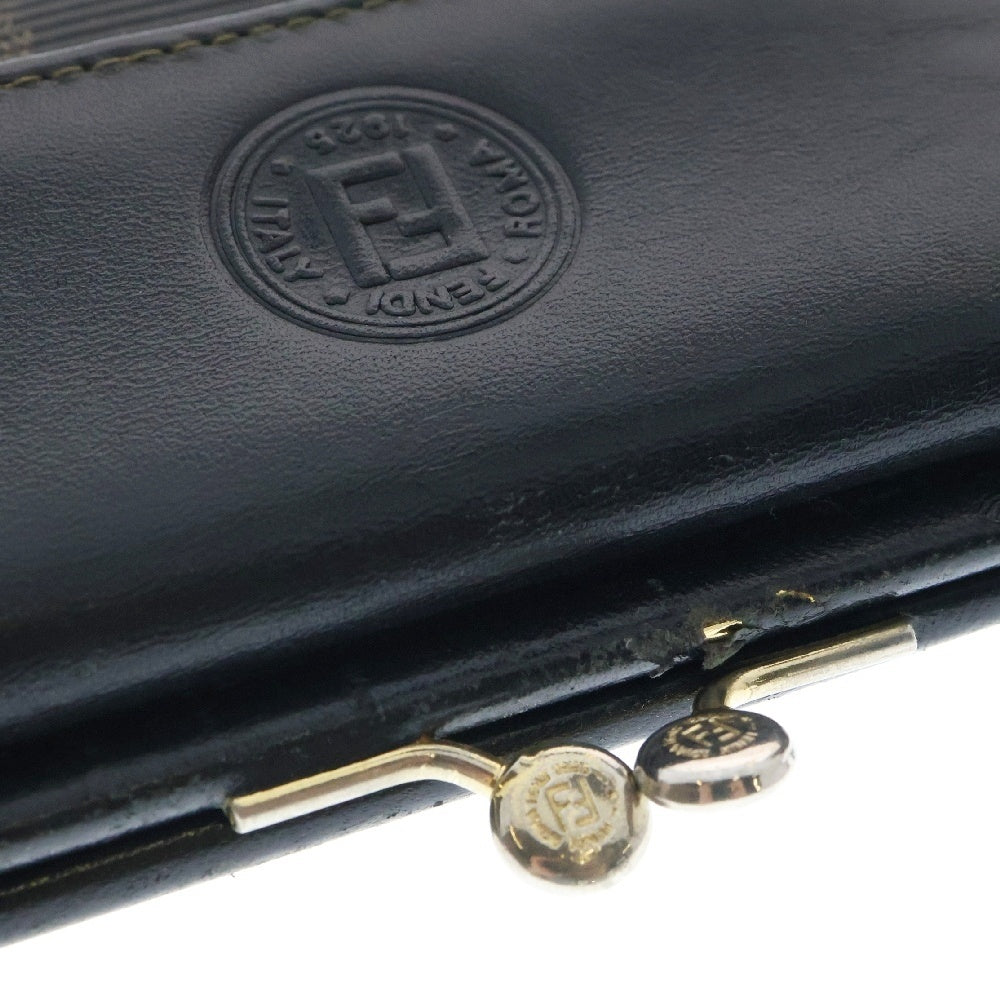 FENDI(フェンディ) ペカン ガマ口 コインケース 財布 ウォレット ブラウン×ブラック レザー×PVC