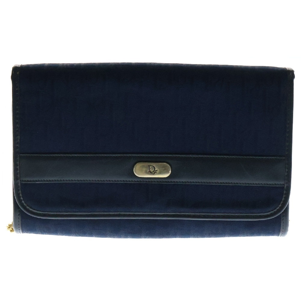 Christian Dior(クリスチャンディオール) トロッター チェーンショルダーバッグ ミニバッグ ネイビー キャンバス ゴールド金具