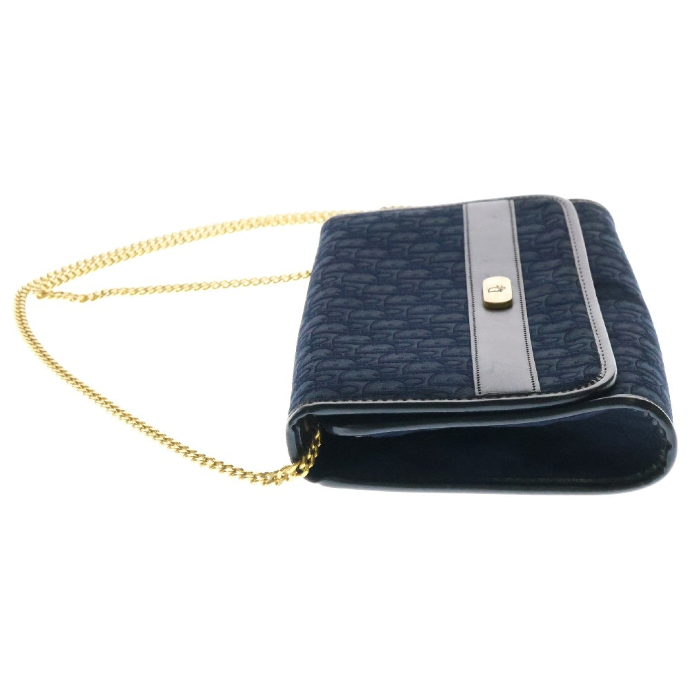 Christian Dior(クリスチャンディオール) トロッター チェーンショルダーバッグ ミニバッグ ネイビー キャンバス ゴールド金具