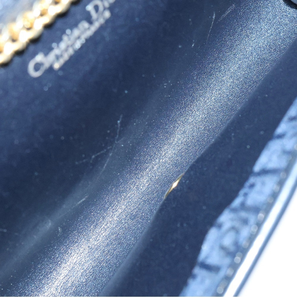 Christian Dior(クリスチャンディオール) トロッター チェーンショルダーバッグ ミニバッグ ネイビー キャンバス ゴールド金具