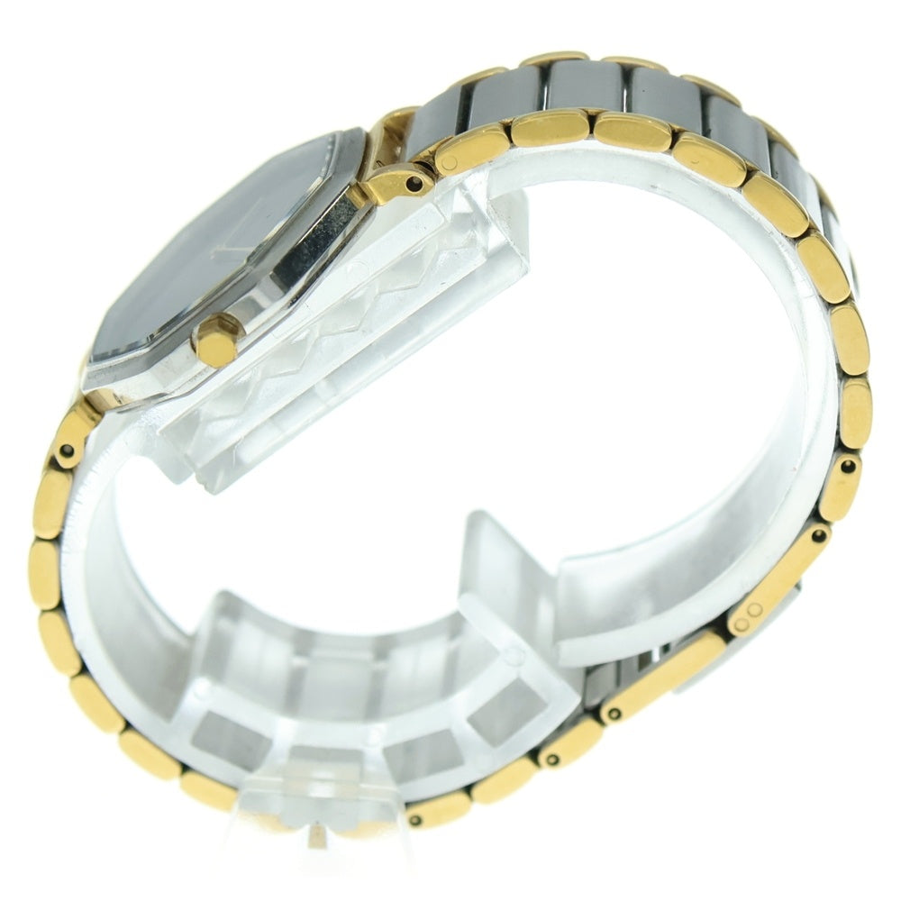 YVES SAINT LAURENT(イヴサンローラン) オクタゴン レディースウォッチ 黒文字盤 ステンレスウォッチ 腕時計 シルバー/ゴールド SS/QZ 2200-222377