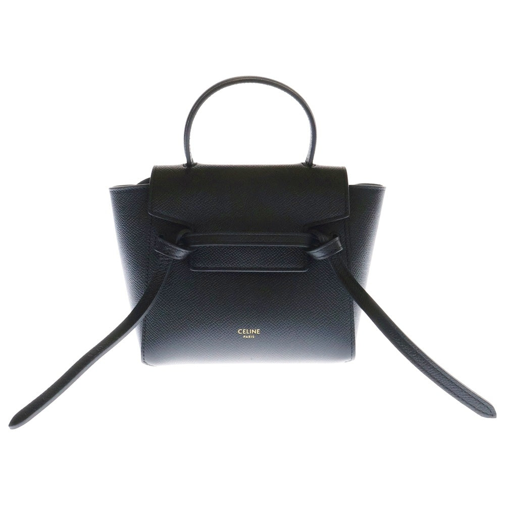 CELINE(セリーヌ) ベルトバッグ ピコ 2WAYバッグ ハンドバッグ ショルダーバッグ ブラック レザー ゴールド金具 194263ZVA