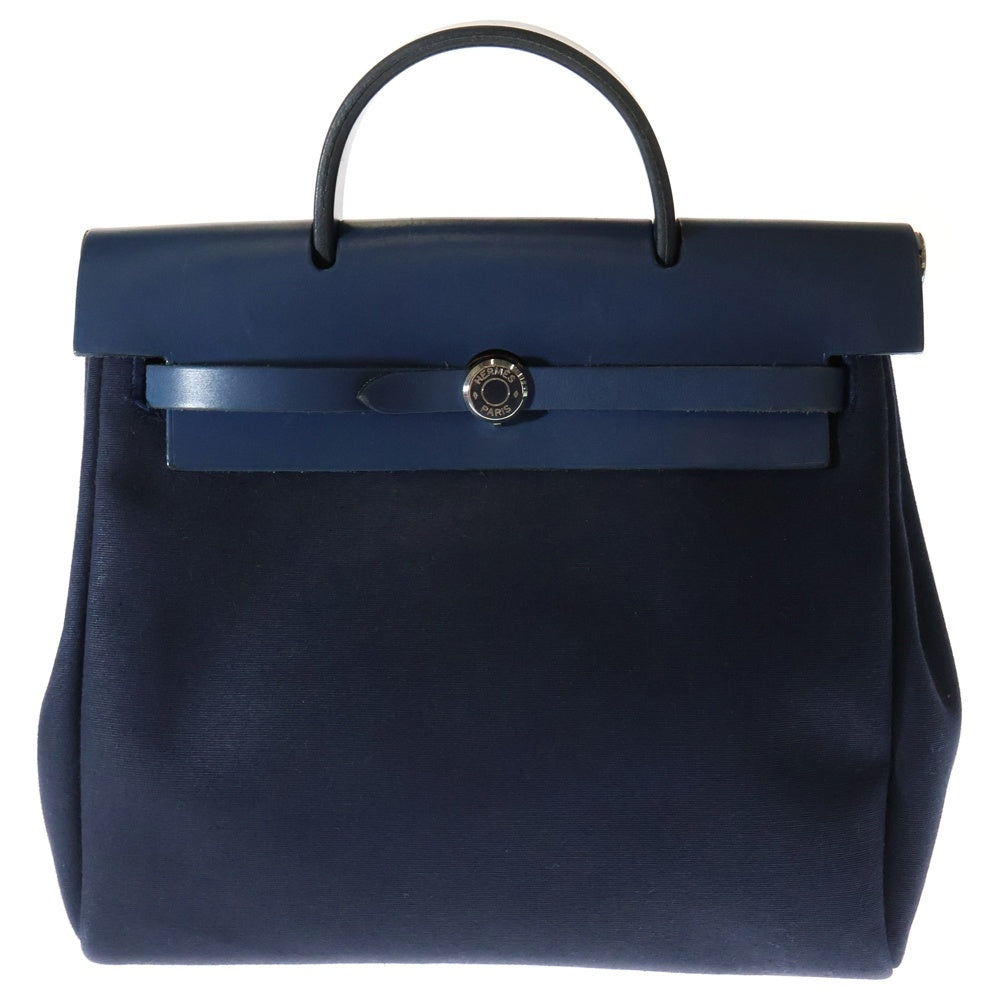 HERMES(エルメス) エールバッグPM トワルオフシェ×ヴァッシュハンター ハンドバッグ リュックサック バッグパック ブルー×ネイビー シルバー金具 □C刻印