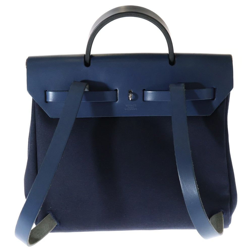 HERMES(エルメス) エールバッグPM トワルオフシェ×ヴァッシュハンター ハンドバッグ リュックサック バッグパック ブルー×ネイビー シルバー金具 □C刻印
