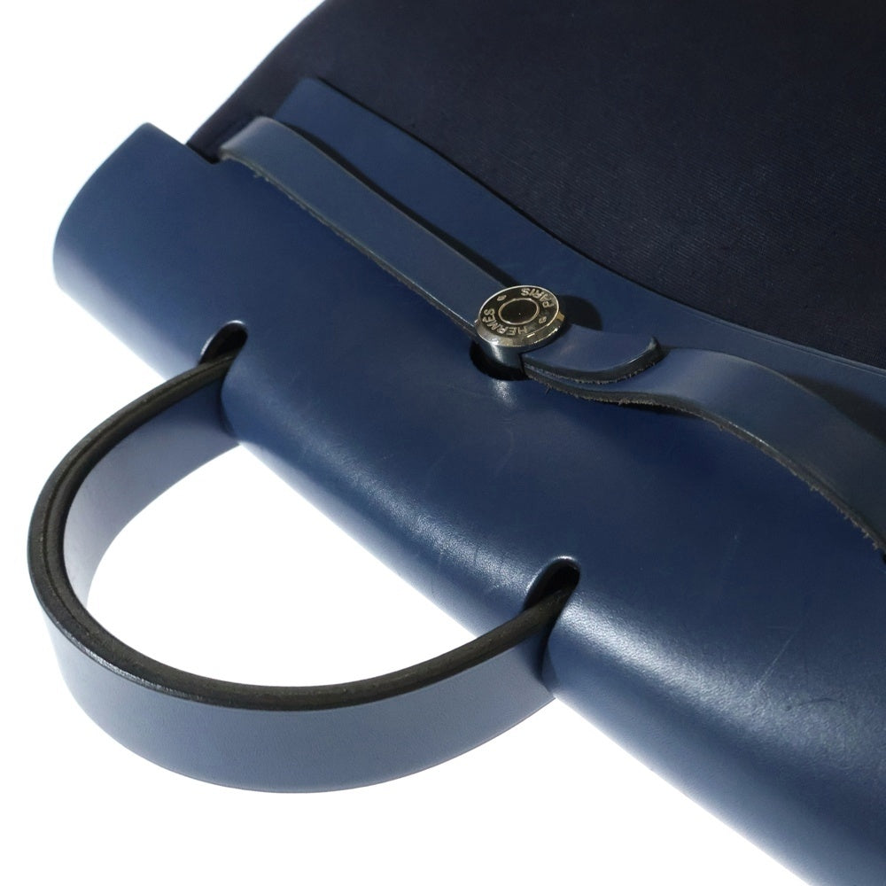 HERMES(エルメス) エールバッグPM トワルオフシェ×ヴァッシュハンター ハンドバッグ リュックサック バッグパック ブルー×ネイビー シルバー金具 □C刻印