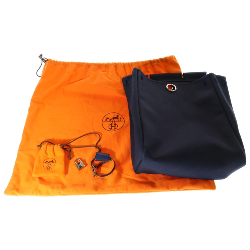 HERMES(エルメス) エールバッグPM トワルオフシェ×ヴァッシュハンター ハンドバッグ リュックサック バッグパック ブルー×ネイビー シルバー金具 □C刻印