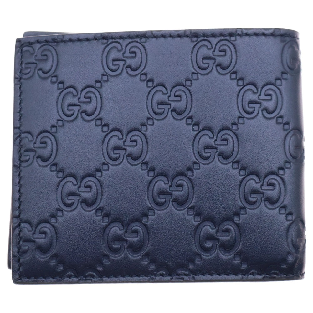 GUCCI(グッチ) グッチシマ 2つ折り財布 コンパクトウォレット ブラック レザー 473916