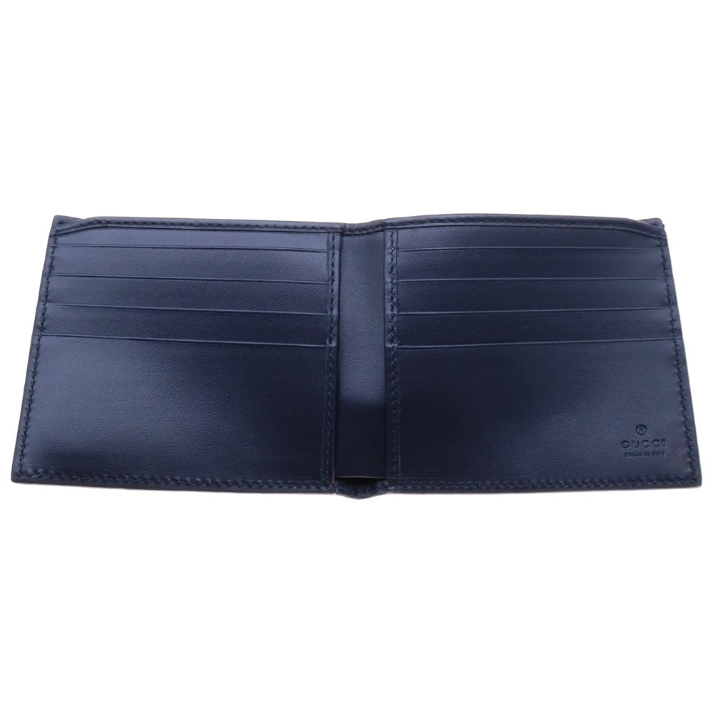 GUCCI(グッチ) グッチシマ 2つ折り財布 コンパクトウォレット ブラック レザー 473916