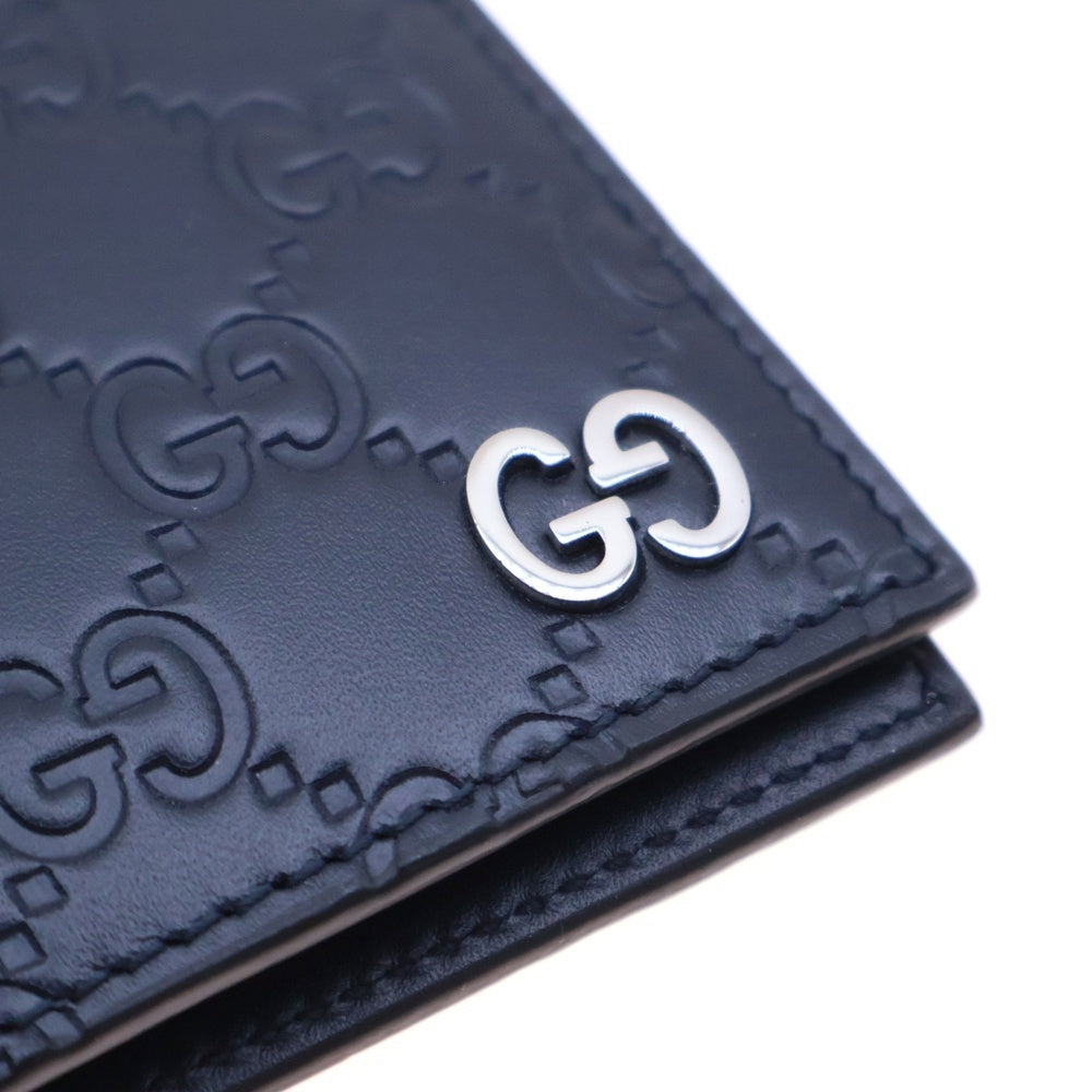 GUCCI(グッチ) グッチシマ 2つ折り財布 コンパクトウォレット ブラック レザー 473916
