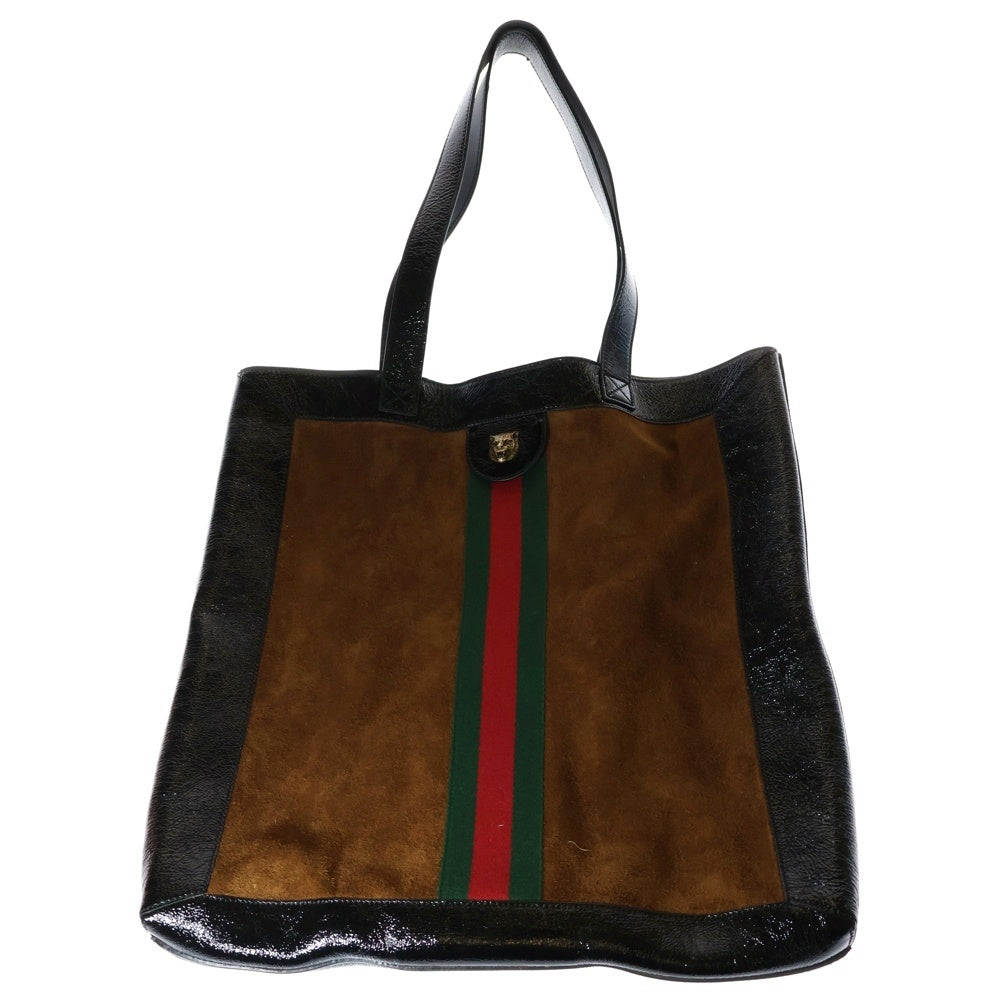 GUCCI(グッチ) オフィディア トートバッグ ハンドバッグ ブラック×ブラウン ゴールド金具 スエード×レザー×PVC 519335