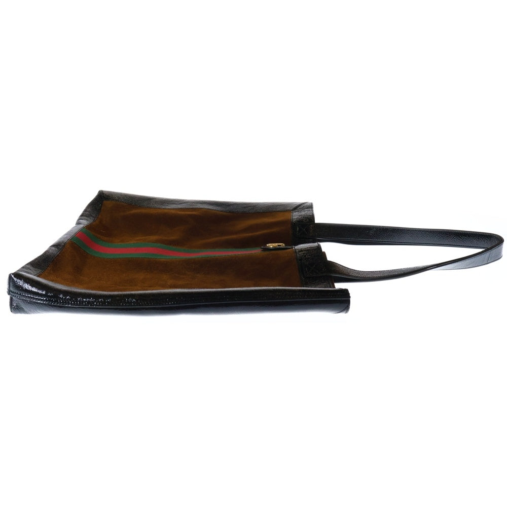 GUCCI(グッチ) オフィディア トートバッグ ハンドバッグ ブラック×ブラウン ゴールド金具 スエード×レザー×PVC 519335