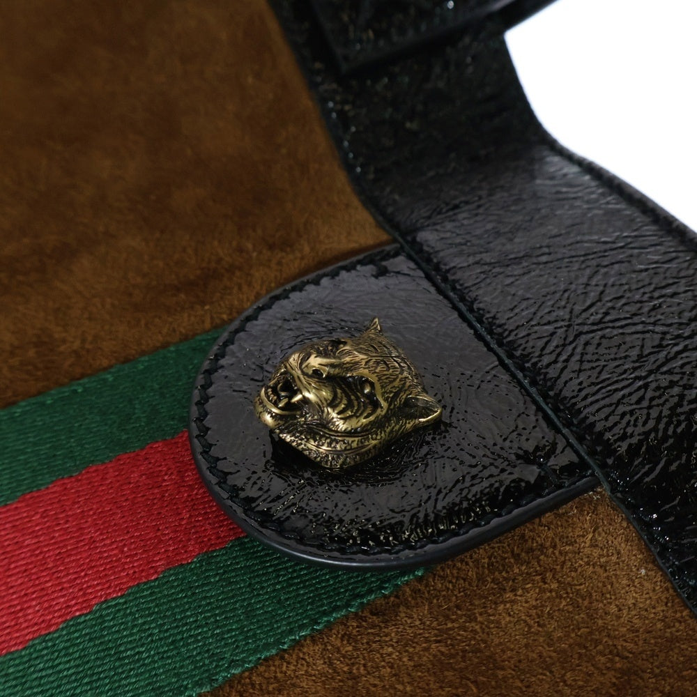 GUCCI(グッチ) オフィディア トートバッグ ハンドバッグ ブラック×ブラウン ゴールド金具 スエード×レザー×PVC 519335