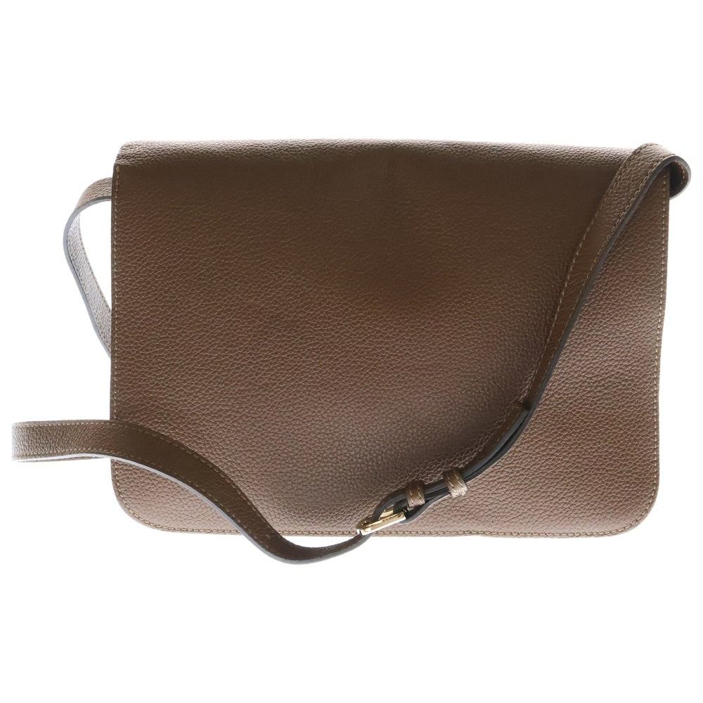 FURLA(フルラ) ロゴプレート フラップ レザー ショルダーバッグ ブラウン レディース 895480