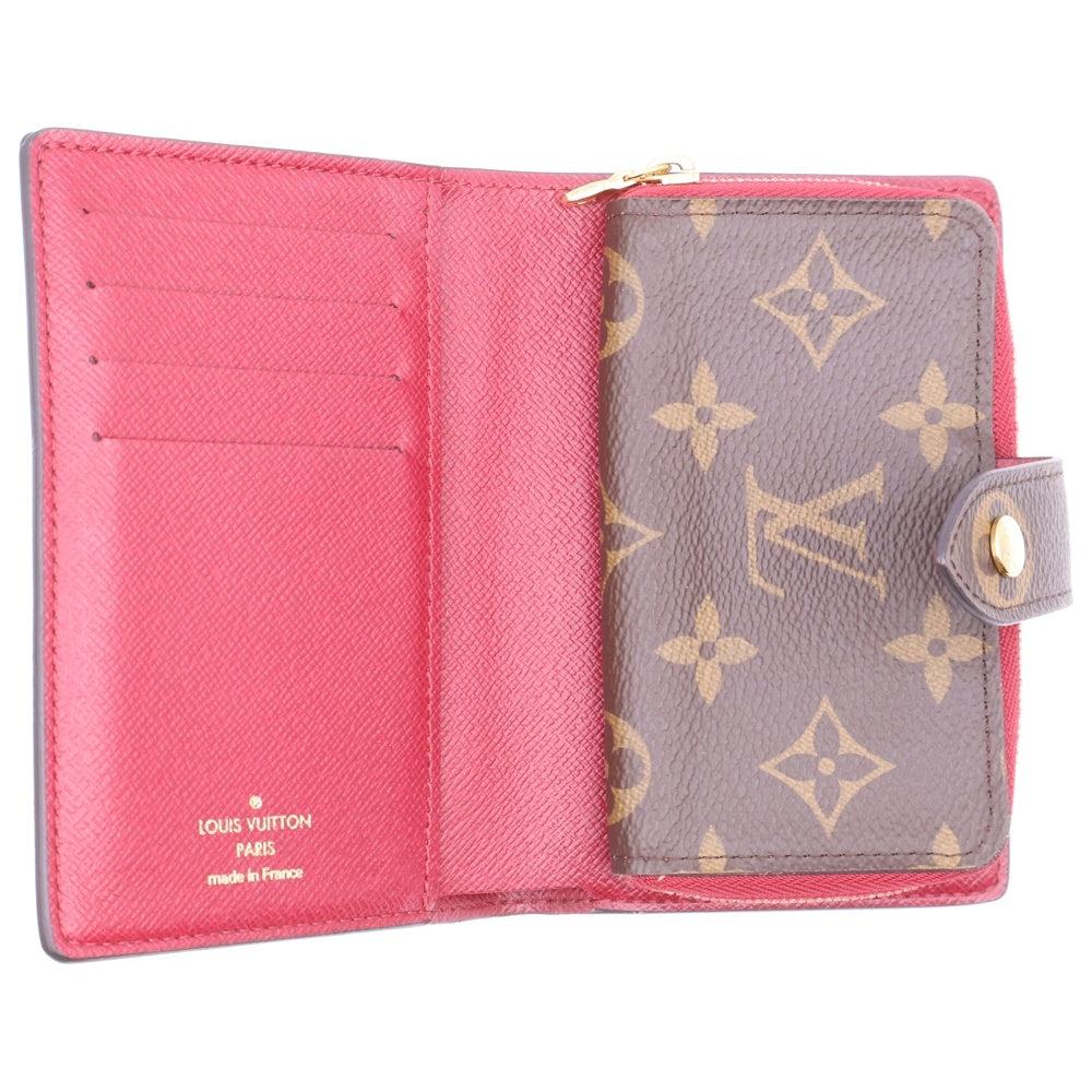 LOUIS VUITTON(ルイヴィトン) モノグラム ポルトフォイユ ジュリエット フューシャ 三つ折り財布 コンパクトウォレット ブラウン×ピンク ゴールド金具 レザー×PVC M69433