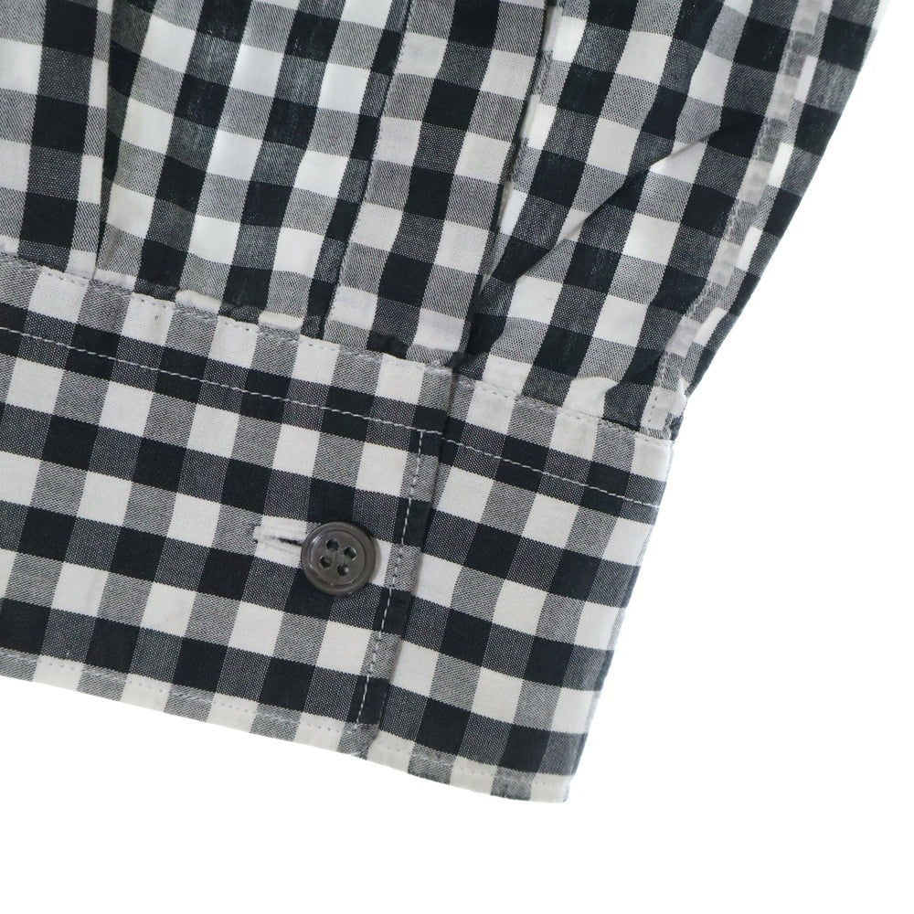 COMME des GARCONS SHIRT(コムデギャルソンシャツ) ギンガムチェック シャツスリーブ 切り替え クルーネック ロングスリーブ 長袖Tシャツ カットソー ブラック W21124