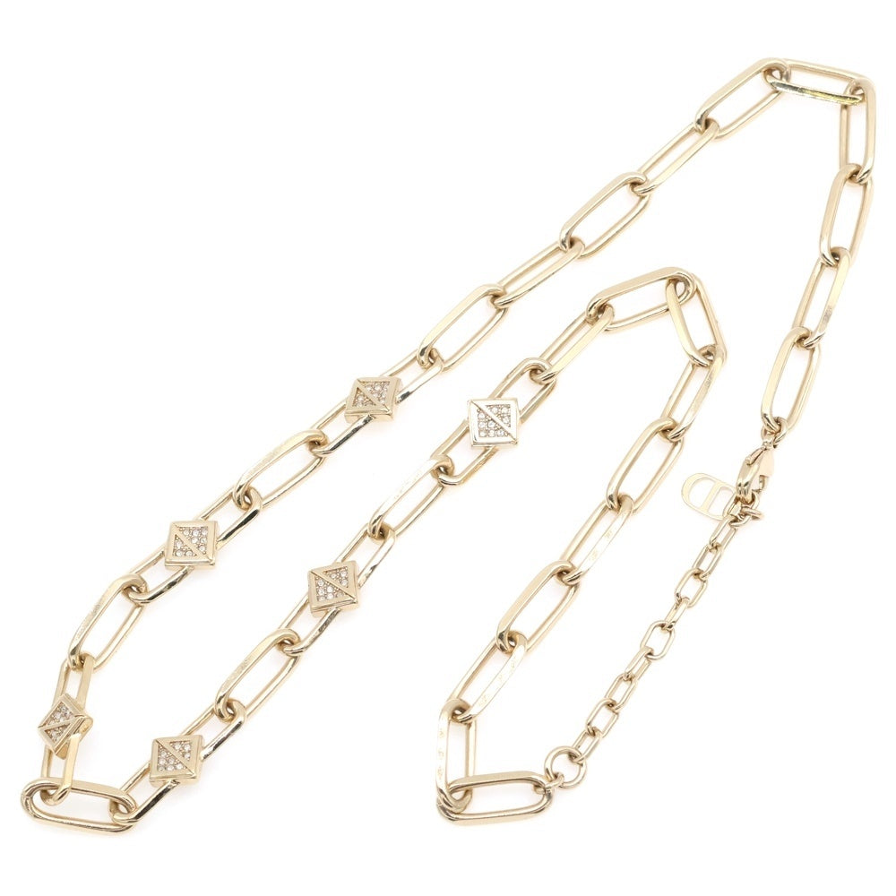 Christian Dior(クリスチャンディオール) CDロゴ チェーンリンク GP ラインストーン ネックレス ゴールド