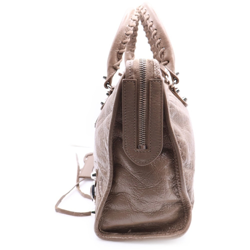 BALENCIAGA(バレンシアガ) ル シティ ハンドバッグ ベージュ シルバー金具 PVC×レザー 431621